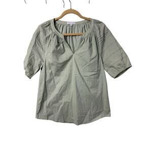 Anna Cate Light Green Puff Sleeve Cotton Top Blouse Sz M